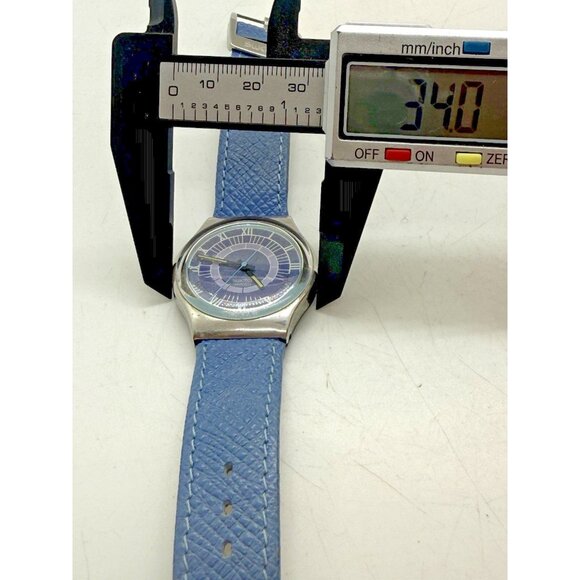 Vtg Swatch Men's Watch ALEXANDER GX123 Swiss Made Quartz Blue Leather Band - Picture 5 of 7